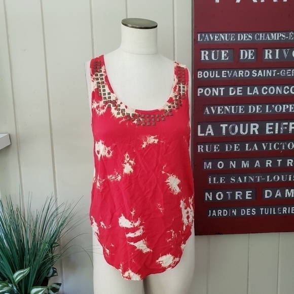 Forever 21 tie dye style top metal decorations & Criss cross open back Size M - Picture 6 of 11
